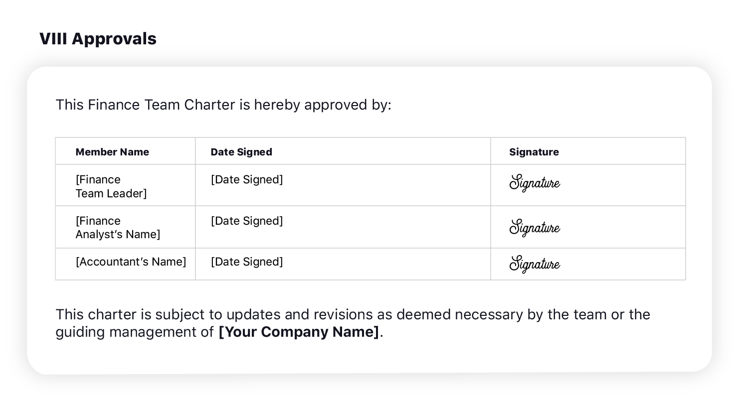 Downloadbaar finance teamcharter