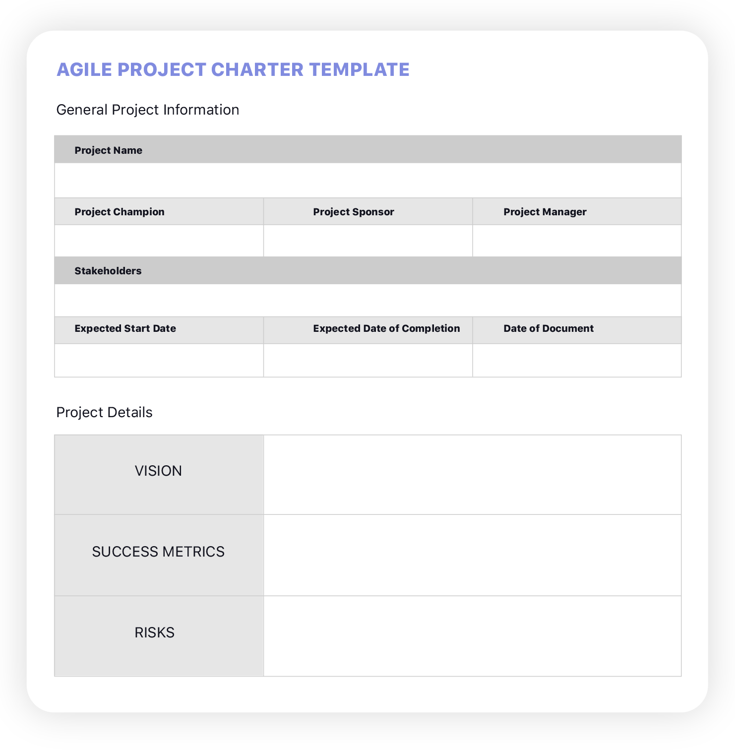 Agile Project Team Charter